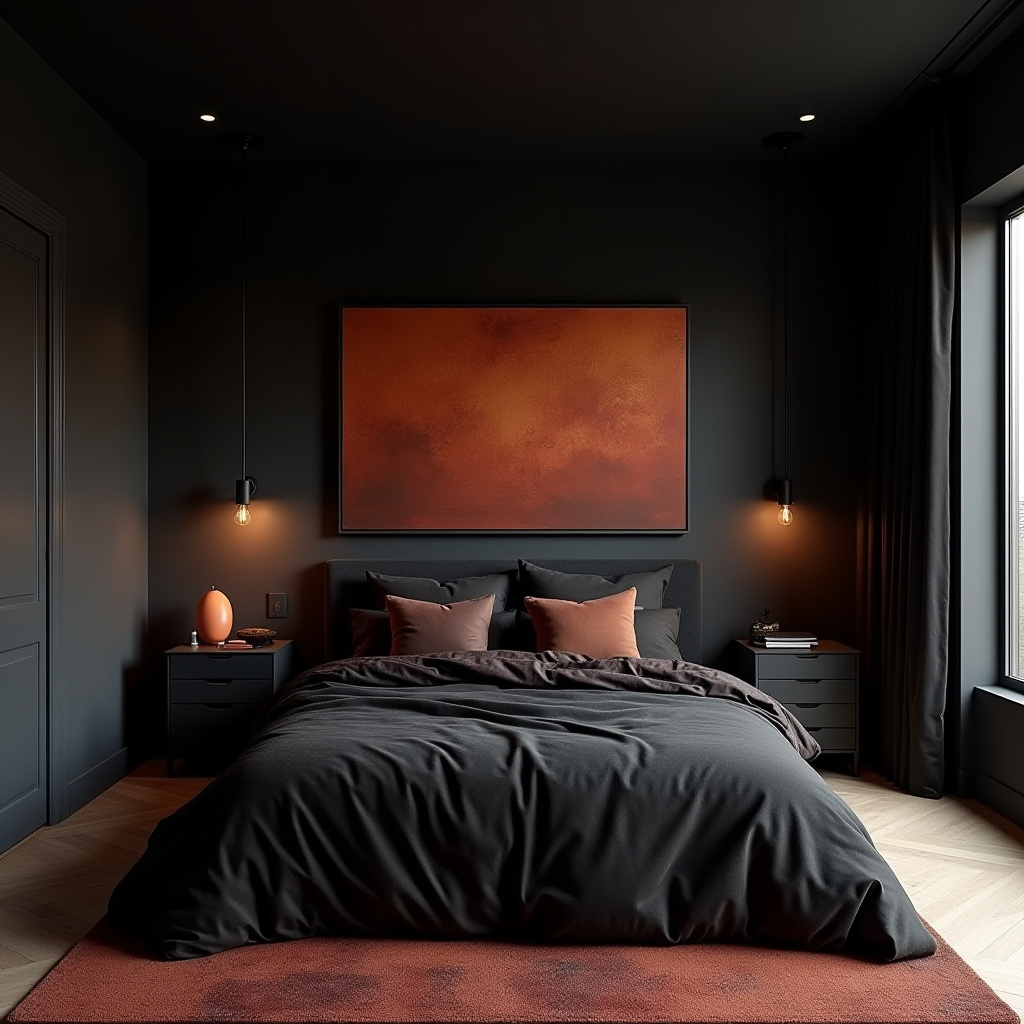 black and rust bedroom 18