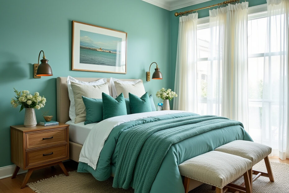 green and blue bedroom 1