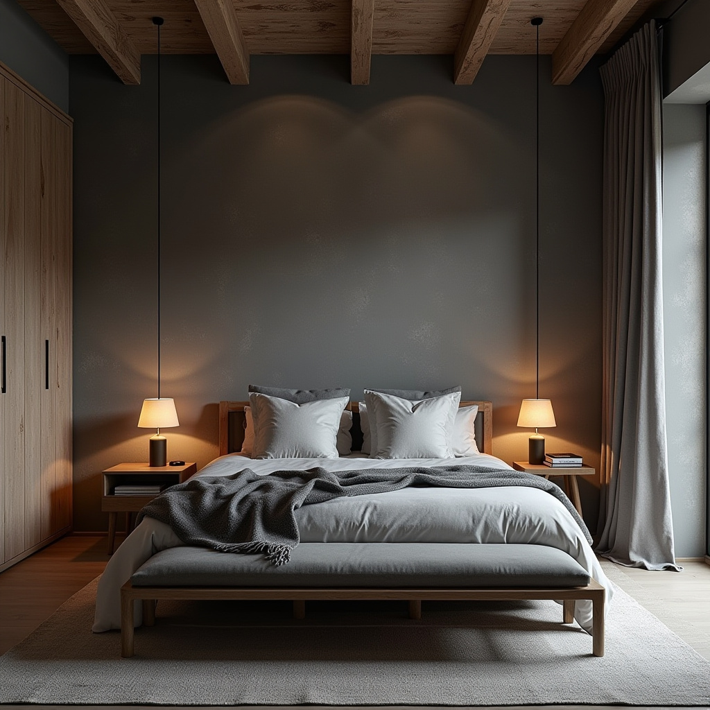 grey black and white bedroom 37