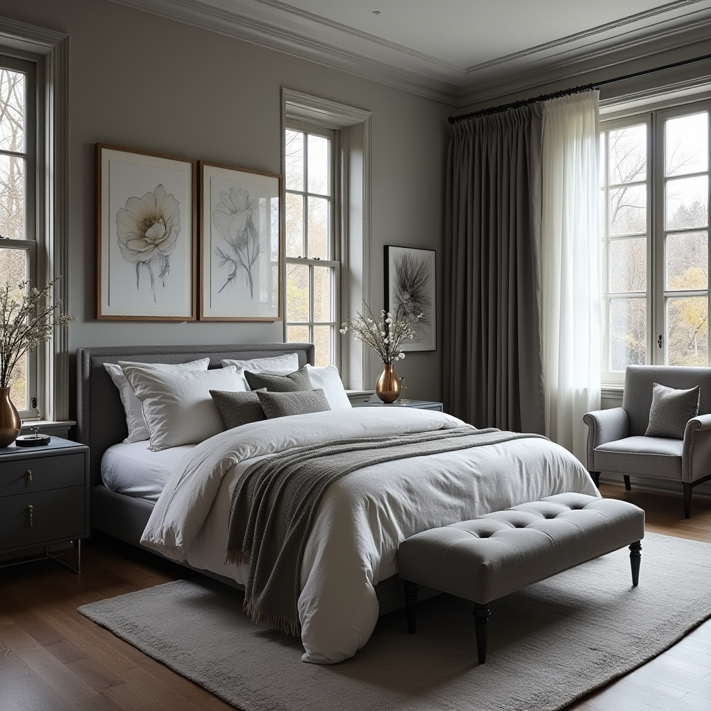 grey black and white bedroom 59
