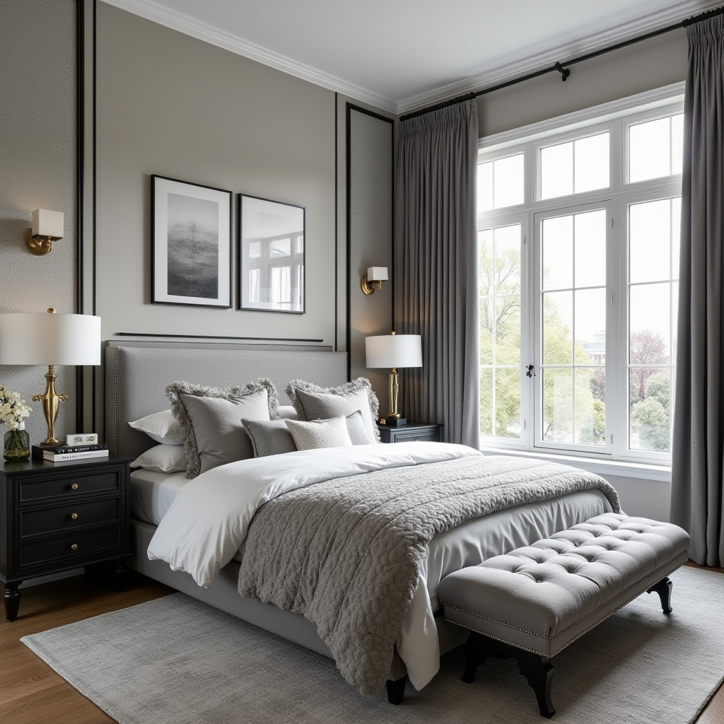 grey black and white bedroom 60