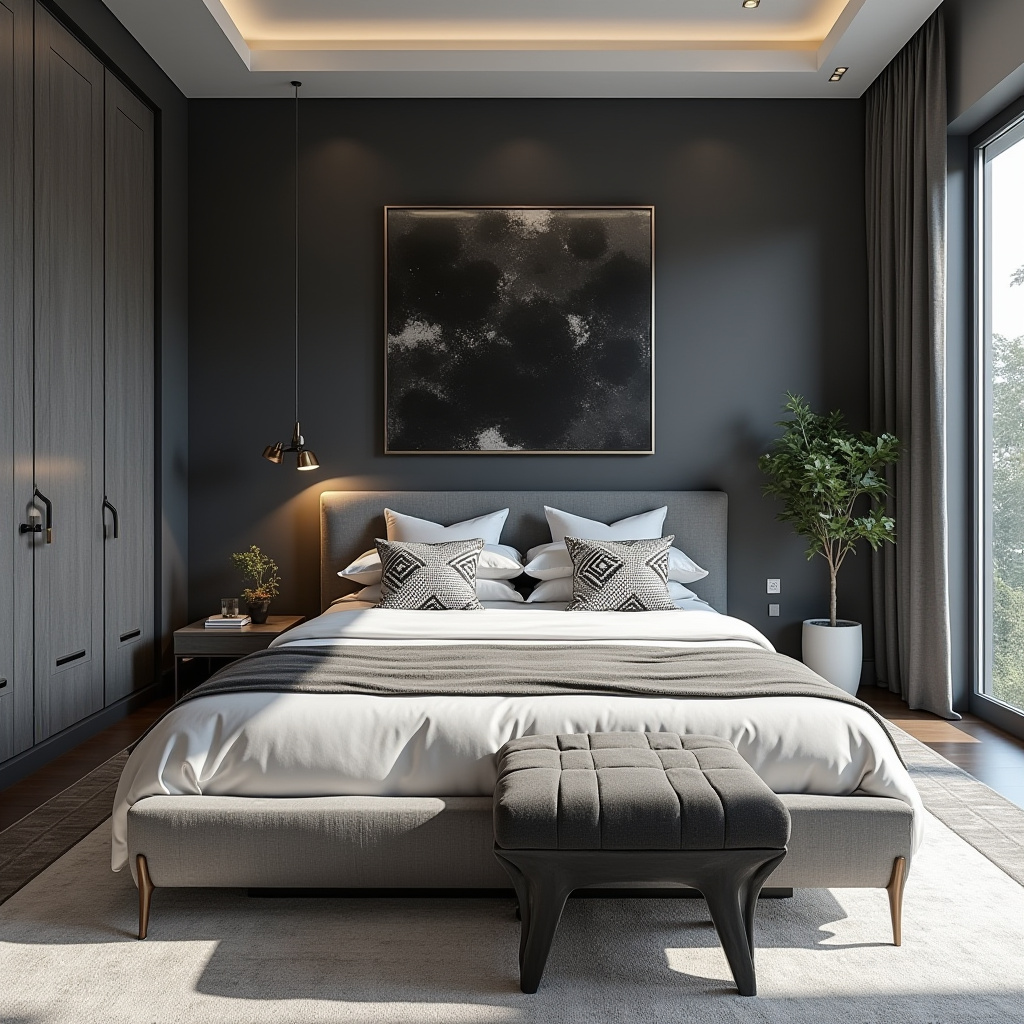 grey black and white bedroom 8